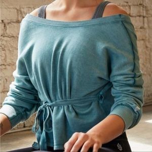 Free People Movement Charlotte Wrap Top Off Shoulder Cropped Sweatshirt Medium
